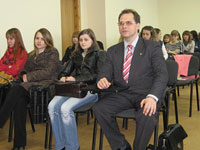 Организатор встречи С.Д. Лебедев со студентами